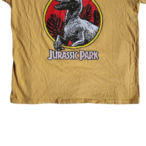 Jurassic World yellow red multi color Clever Girl raptor t shirt sz XS - Picture 5 of 12